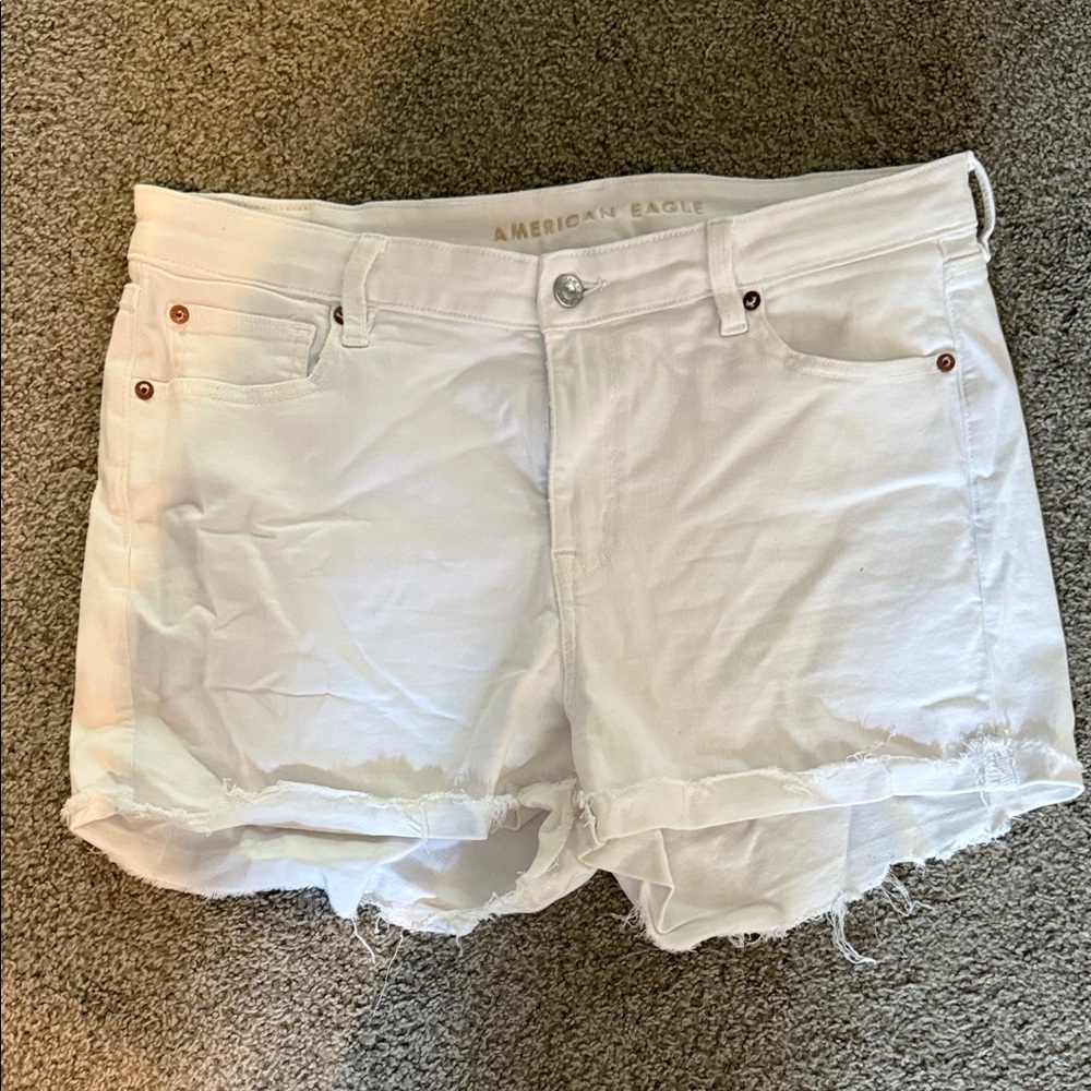 American Eagle Outfitters Frayed Hem White Jean Shorts